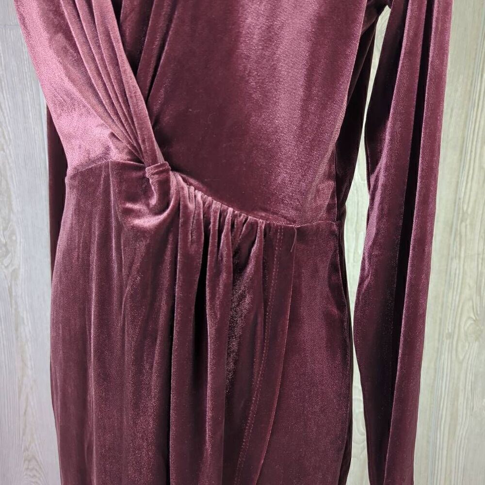 NWT Ann Taylor LOFT $90 Women's Velvet Knot Wrap Dress, Plum Preserve Size M - Picture 4 of 8